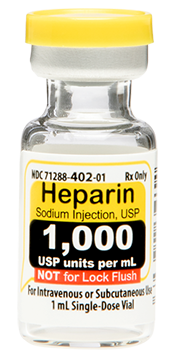 Heparin Sodium Injection, USP 1,000 USP units per 1 mL SDV